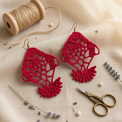 Crochet fish earrings Pdf + Video Tutorial