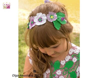 Headband with flowers crochet