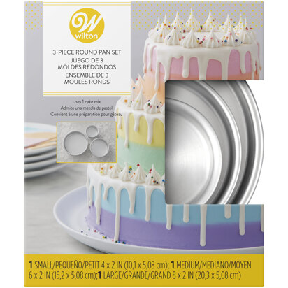 Wilton Aluminum Round Cake Pans, 3-Piece Set with 8-Inch, 6-Inch and 4-Inch Cake Pans