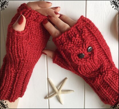 “Owl” fingerless mitts 2yrs to adult