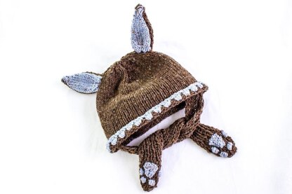 Easy Bunny Knit Hat with Paw Ties
