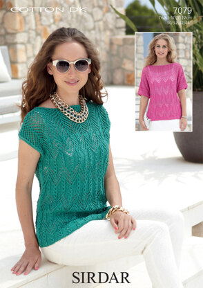 Women's Square and T-Shaped Tops in Sirdar Cotton DK - 7079 - Downloadable PDF