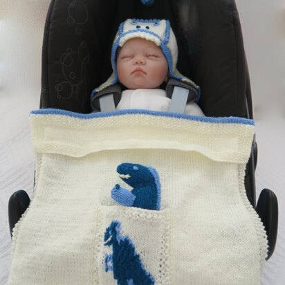 T. Rexi - Hooded Baby Car Seat Blanket