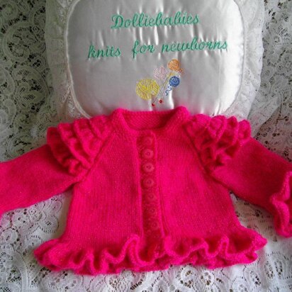 30. Micro Preemie-3 Month Girls Frill Sleeve Cardi