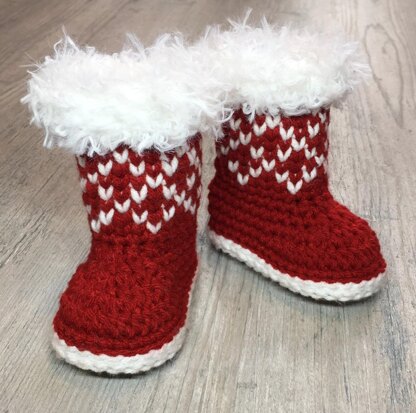 Christmas Baby Booties Crochet Pattern