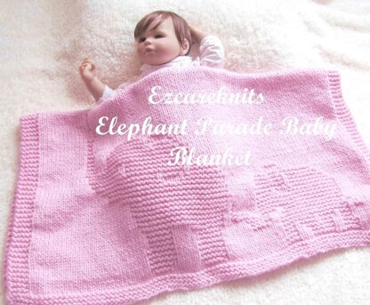 Elephant Parade Baby Blanket Knitting pattern by Easy Care Baby