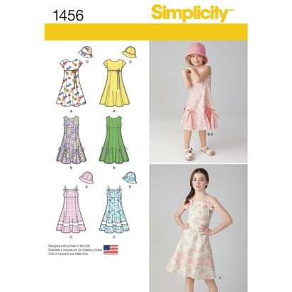 Simplicity Child's and Girls' Dress with Bodice Variations and Hat 1456 - Sewing Pattern