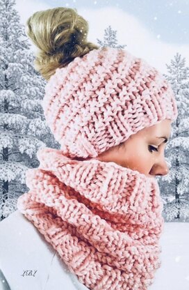 Spiral Snow Bunny Hat and Cowl