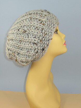 Super Chunky Moss Stitch Cuff Fishermans Rib Slouch Hat