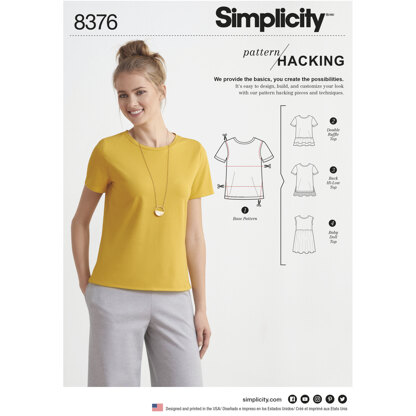 Simplicity Womenâ€™s Knit Top with Multiple Pieces for Design Hacking 8376 - Paper Pattern, Size A (XXS-XS-S-M-L-XL-XXL)
