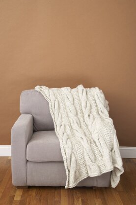 Cable Comfort Throw in Lion Brand Wool-Ease Thick & Quick - 70070AD