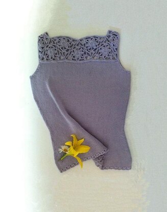 Vivian - floral lace-top shell (crochet+knit)