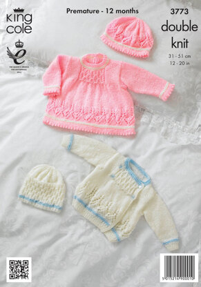 Dress, Jacket and Hats in King Cole Baby Glitz DK - 3773