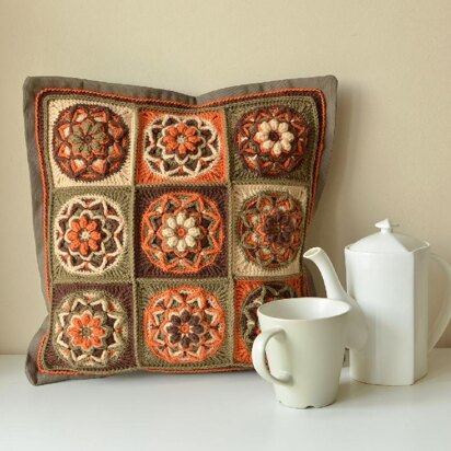 Chocolate Lotus Pillow - Overlay crochet