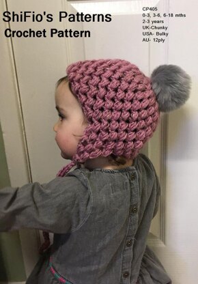 Crochet Pattern Baby, Childs Loopy Stitch Hat,  Helmet, 5 sizes   #405