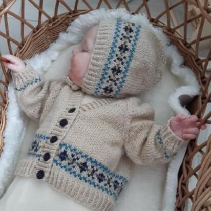 Fair Isle Cardigan and Bonnet