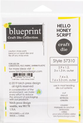 Memory Box Birch Press Designs Dies - Hello Honey Script