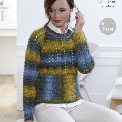 Long and Short Sleeved Sweater in King Cole Riot Chunky - 5008 - Downloadable PDF