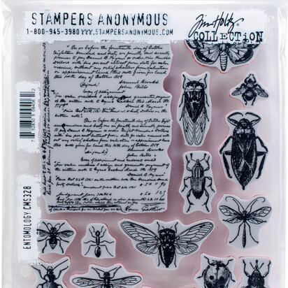 Stampers Anonymous Tim Holtz Cling Stamps 7"X8.5" - Entomology