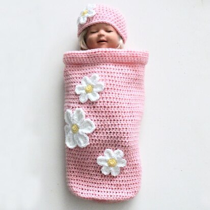 Baby Girl Flower Cocoon and Hat # 357