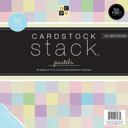 American Crafts DCWV Single-Sided Cardstock Stack 12"X12" 58/Pkg - Pastel, White Core, 29 Colors/2 Each