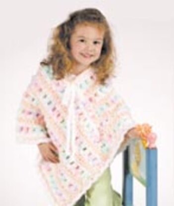 Poncho in Red Heart Baby Clouds Solids and Baby Clouds Multis- LW1460