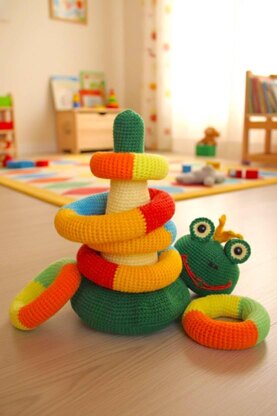 Stacking rings multi-color frog