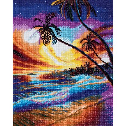Crystal Art Kit (Large) - Tropical Beach Diamond Painting Kit - 19.7" x 15.75"