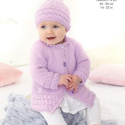 Jackets, Hat & Pram Blanket Knitted in King Cole Aran - 5620 - Downloadable PDF