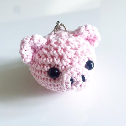 Crocheted Pig Keyring