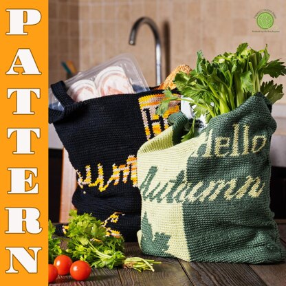 Cotton crochet shopper bag set "Hello autumn"