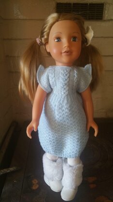 Blue Cable Dress for 18" Doll