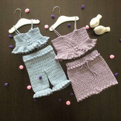 Mia Baby Crop Top, Pants & Shorts Set N 646