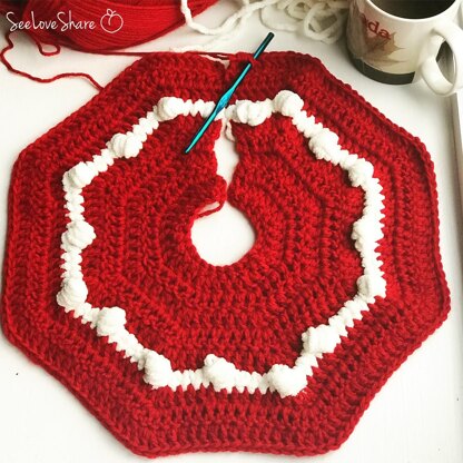 Bobble Christmas Tree Skirt Crochet pattern by SeeLoveShare