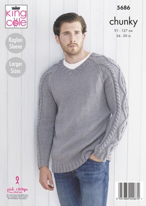 Mens Sweatres Knitted in King Cole Subtle Drifter Chunky - 5686 - Downloadable PDF