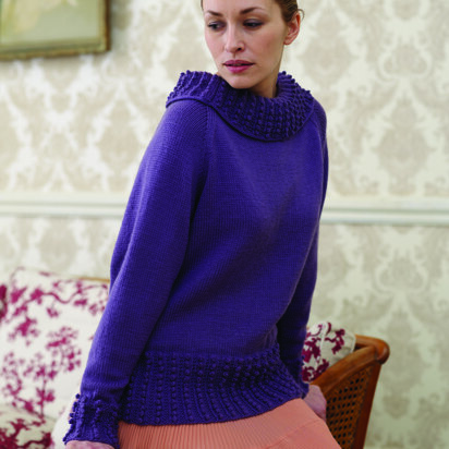 "Bobble Rib Sweater" - Sweater Knitting Pattern For Women in Debbie Bliss Rialto DK - CMDK01