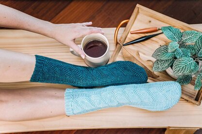 All Cabled Up In Sunshine Crochet Socks