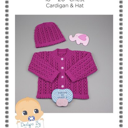 Charlotte baby cardigan and hat 18 - 20" chest knitting pattern