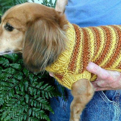 Lena's Textured Stripe Miniature Dachshund Sweater - knitting pattern