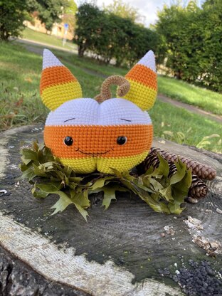 Candy Corn Pumpkin Cat