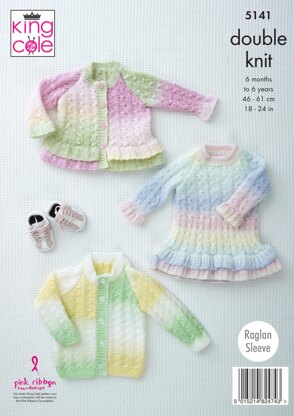 Cardigans and Dress in King Cole Melody DK - 5141 - Downloadable PDF