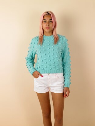 Bubblegum Bobble Sweater - Free Knitting Pattern in Paintbox Yarns Wool Mix Aran