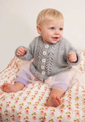 Baby Lace Cardigan in Red Heart Soft Baby Steps Solids - LW4066