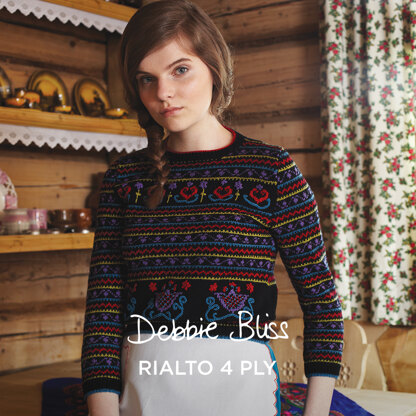 Agatha Fair Isle Sweater - Jumper Knitting Pattern for Women in Debbie Bliss Rialto 4ply