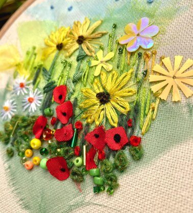 Rowandean Sunflowers and Poppies Embroidery Kit