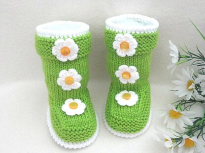 Knitted Baby Girl Booties Aurora Pattern by Elena Mitchell