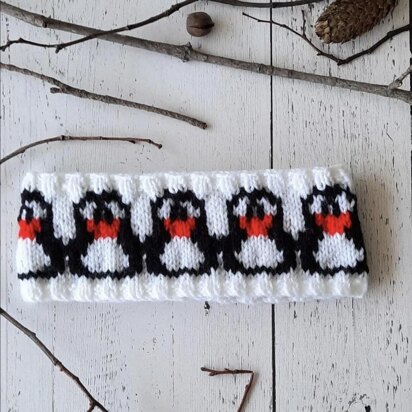 Penguin Mania Headband - knitting pattern