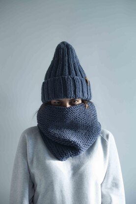 Ribbed Hat and Cowl Scarf - 2x2 High Top Beanie and Snood + Video