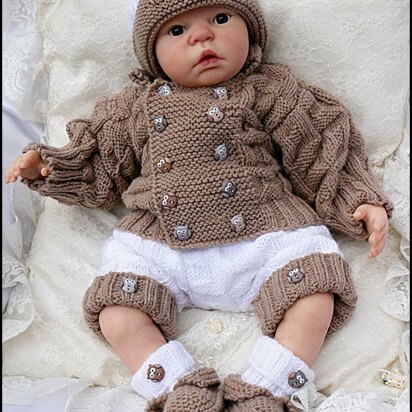 Double Breasted Jacket Set 16-22” doll/0-3m baby