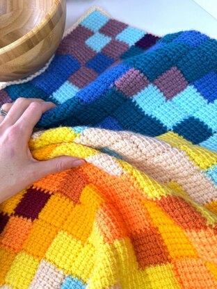 Tunisian Entrelac Temperature Shawl